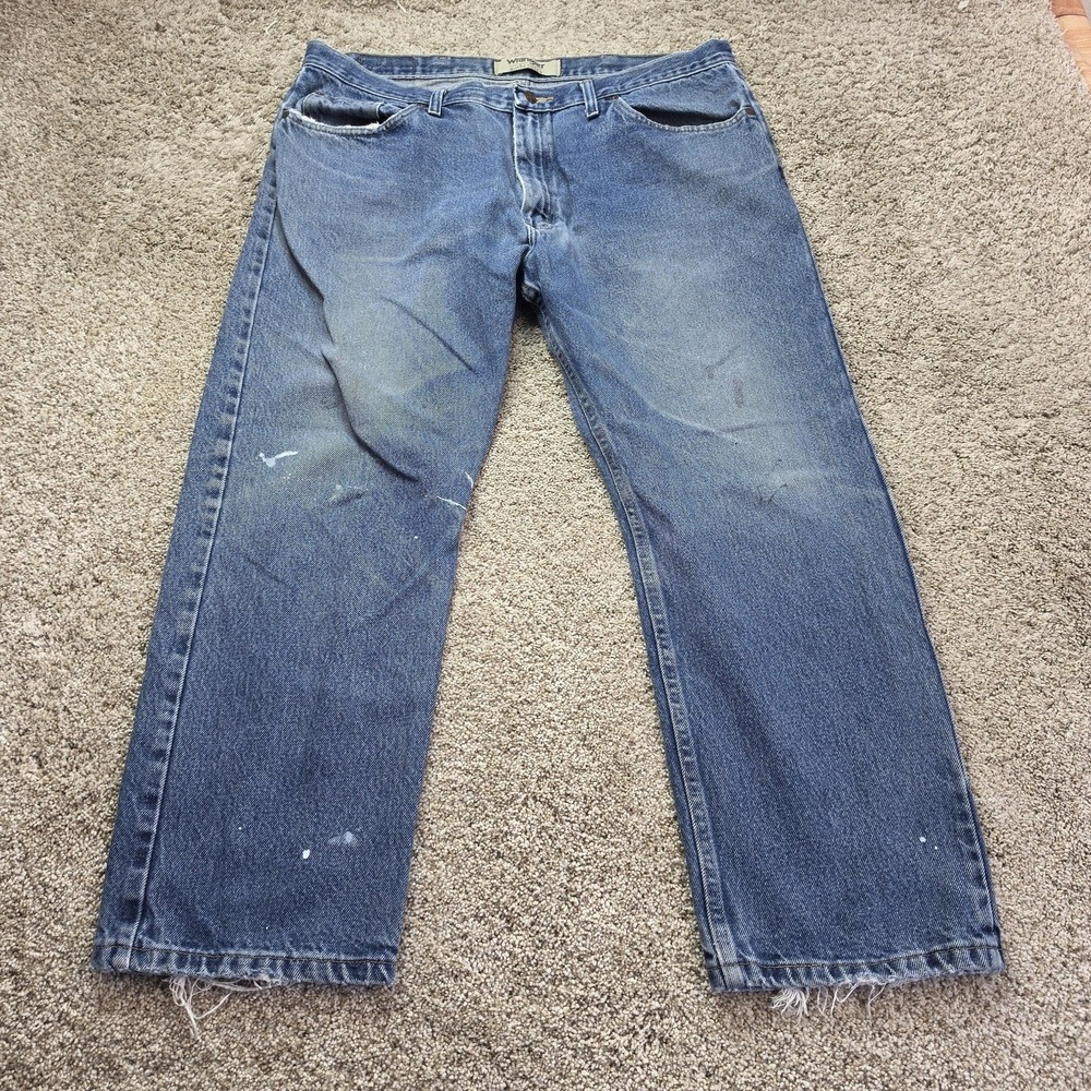 VINTAGE Wrangler Jeans Mens 40x28 Blue Relaxed Straight Medium Wash Outdoor